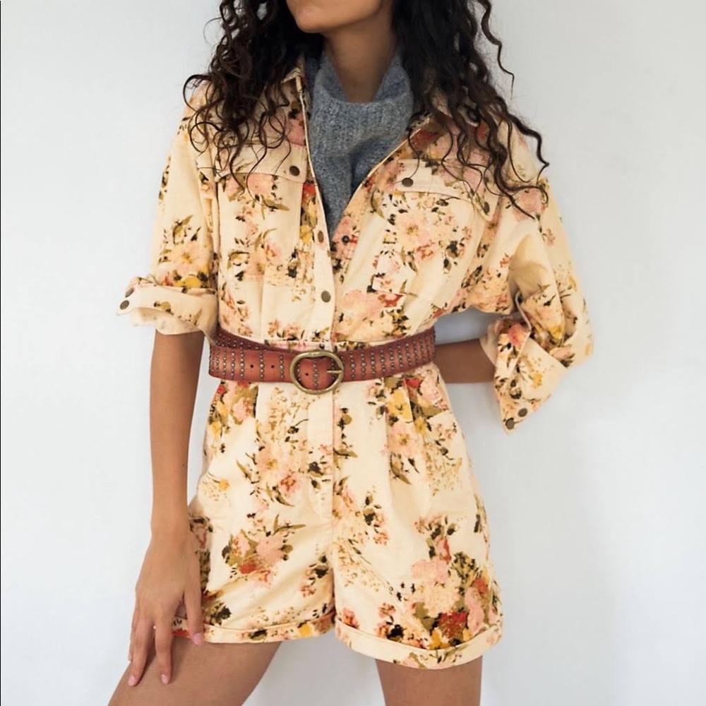 Free People Tapestry Floral Corduroy Romper